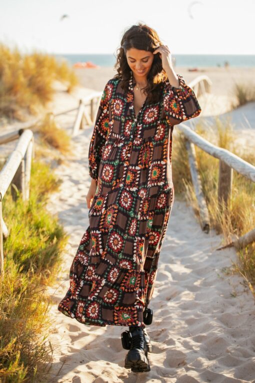 Vestido MARCELLA largo choco - Imagen 11