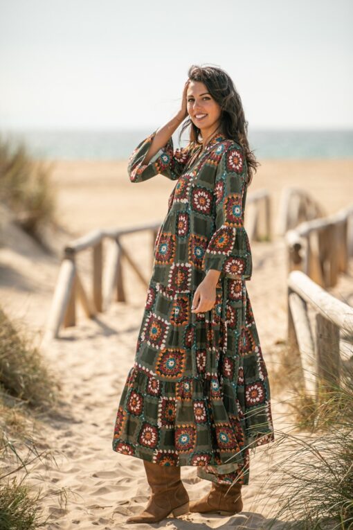 Vestido MARCELLA largo kaki