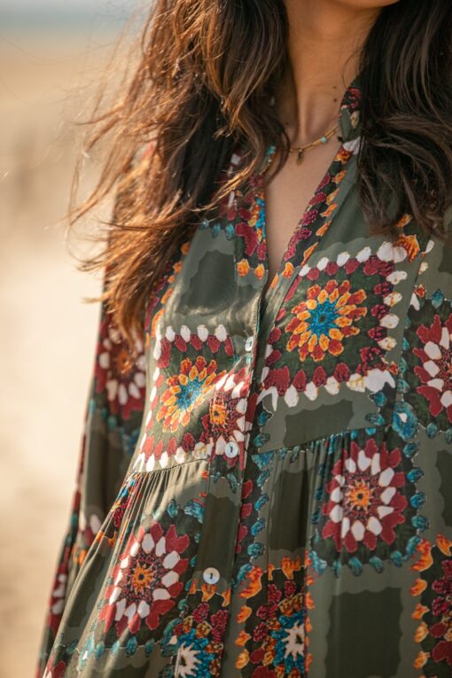 Vestido MARCELLA largo kaki - Imagen 4