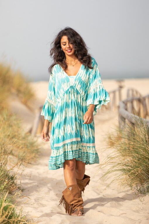 Vestido Zoe corto turquesa - Imagen 6