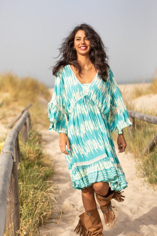 Vestido Zoe corto turquesa - Imagen 4