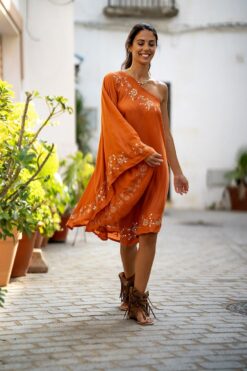 Vestido RODAS asimétrico caldera