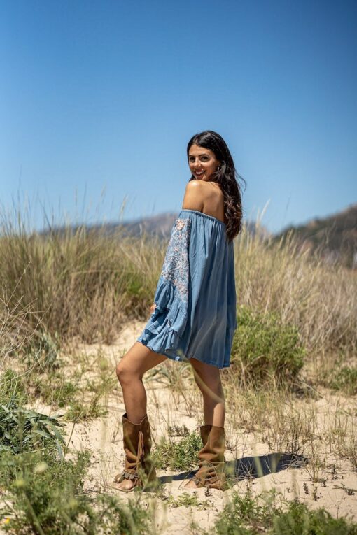 Vestido Blusón CORFU azul jeans - Imagen 8