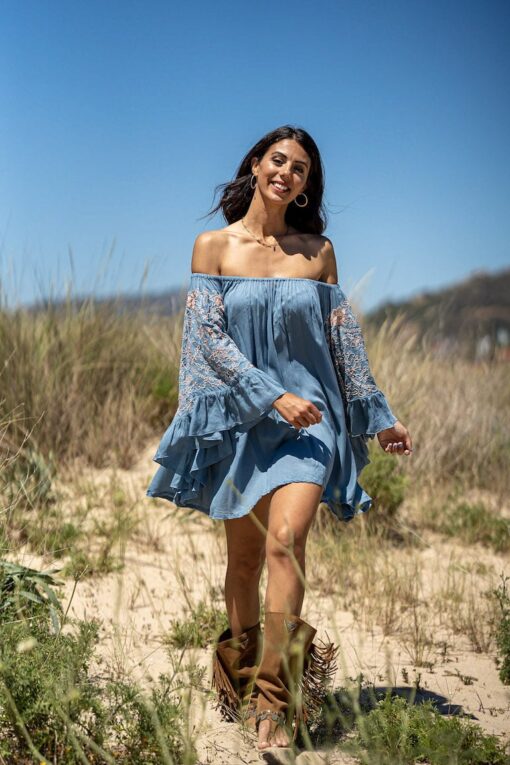 Vestido Blusón CORFU azul jeans - Imagen 6