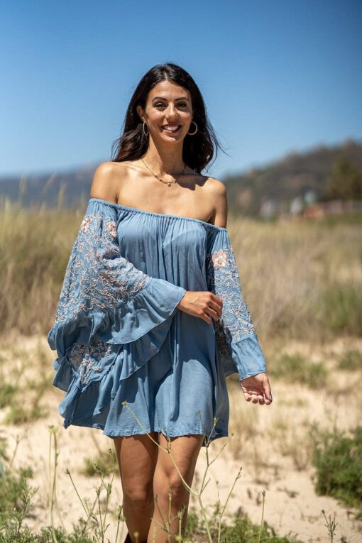 Vestido Blusón CORFU azul jeans - Imagen 4