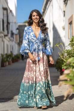 Maxi Vestido Bubbles azul