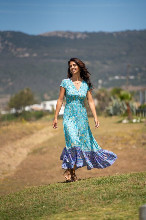Vestido Génova turquesa - Imagen 7