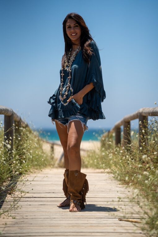 Poncho Lanzarote azul