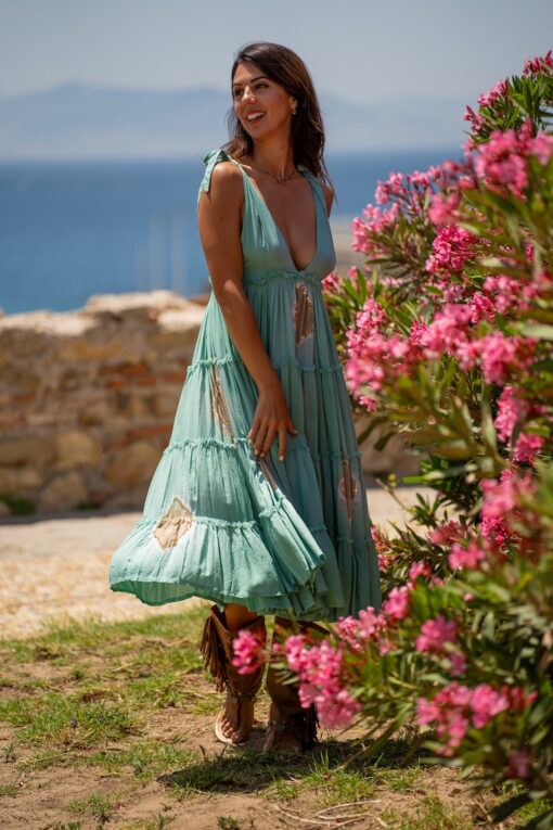 Maxi Vestido Lanzarote aguamarina - Imagen 2