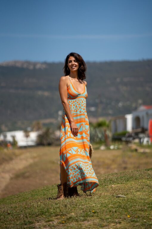 Vestido Azteca open back turquesa - Imagen 7