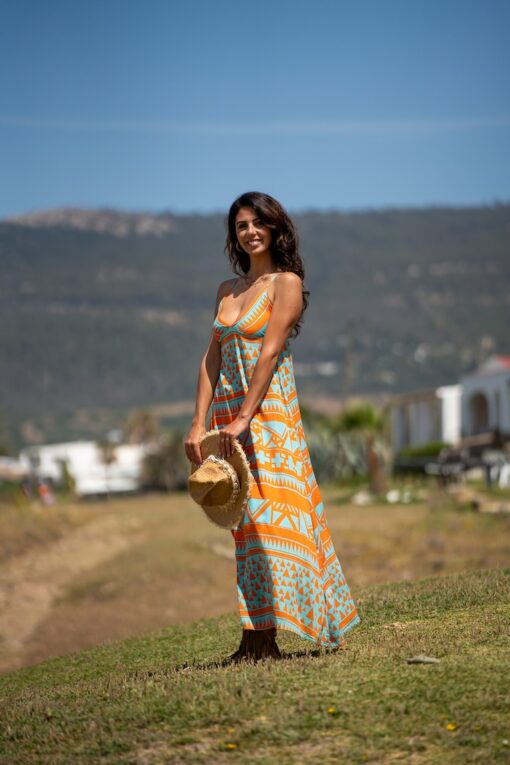 Vestido Azteca open back turquesa - Imagen 6