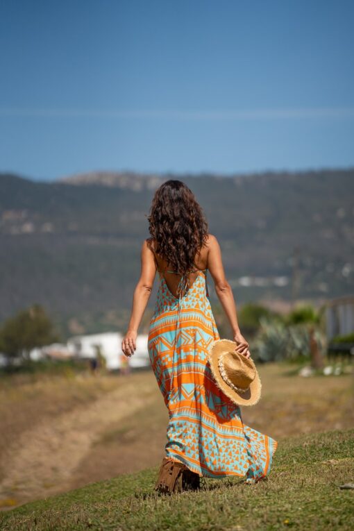 Vestido Azteca open back turquesa - Imagen 4
