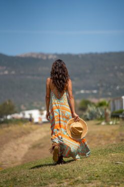 Vestido Azteca open back turquesa