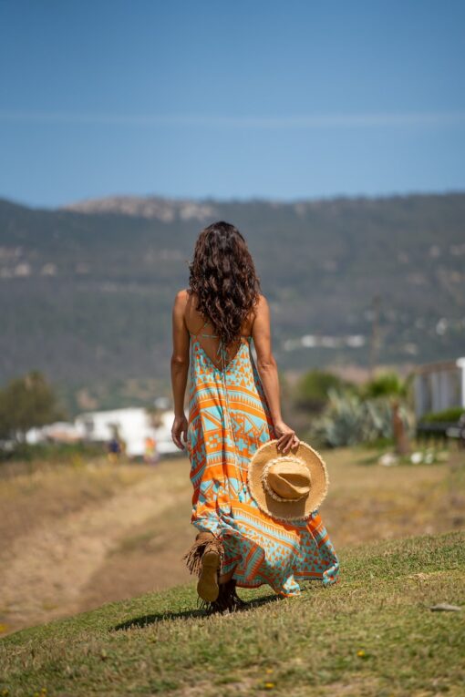 Vestido Azteca open back turquesa