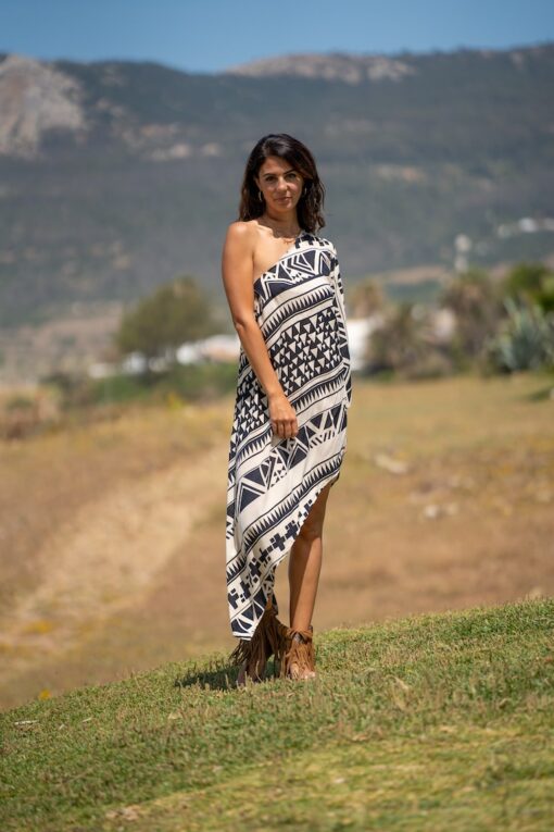 Vestido Azteca asimétrico negro - Imagen 5