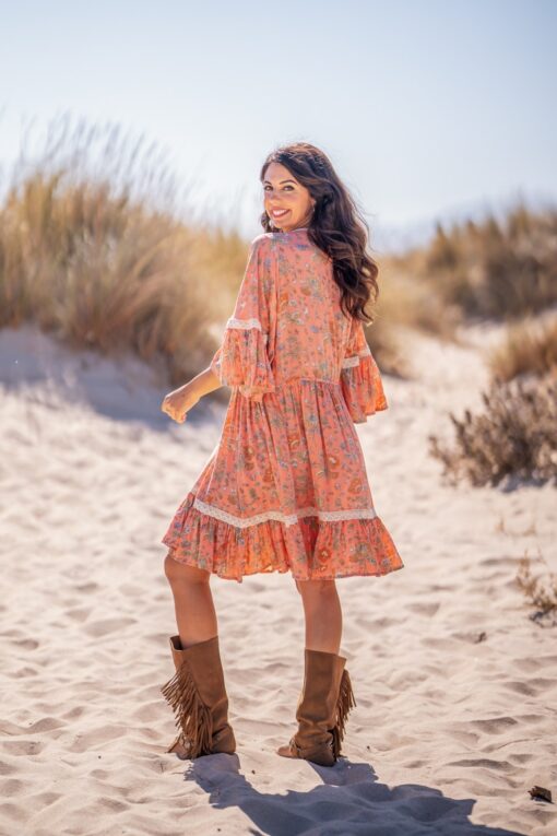Vestido Marbella salmón corto