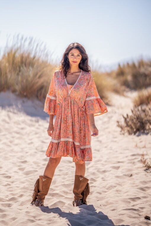 Vestido Marbella salmón corto - Imagen 2