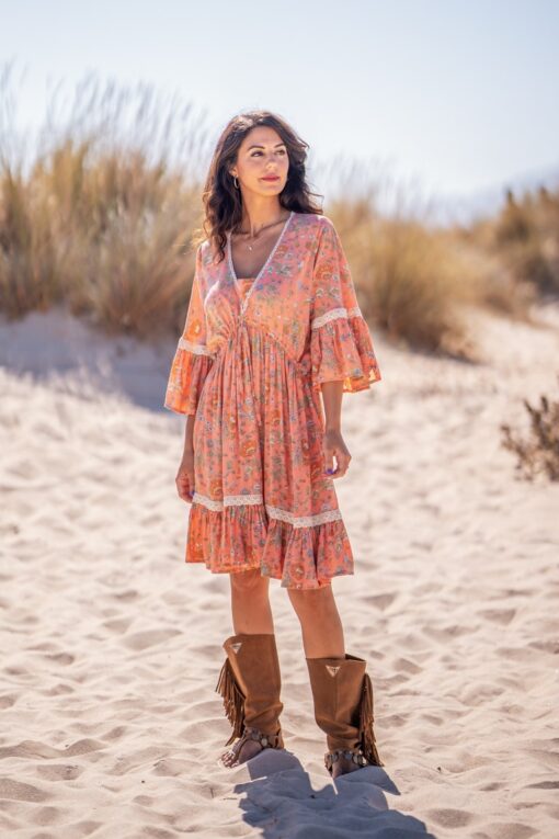 Vestido Marbella salmón corto - Imagen 3