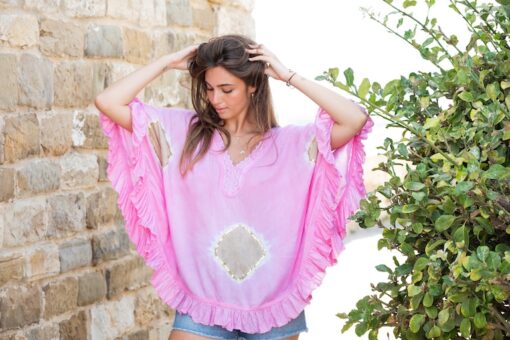 Poncho Lanzarote rosa