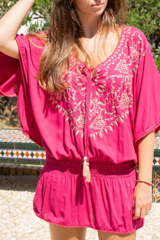 Vestido corto Rodas rosa - Imagen 7