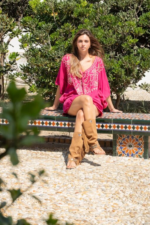 Vestido corto Rodas rosa - Imagen 3