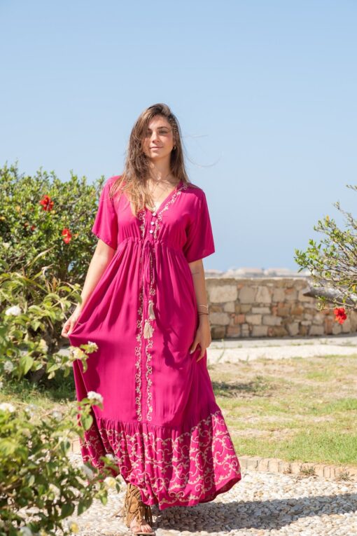 Maxi Vestido Santorini rosa