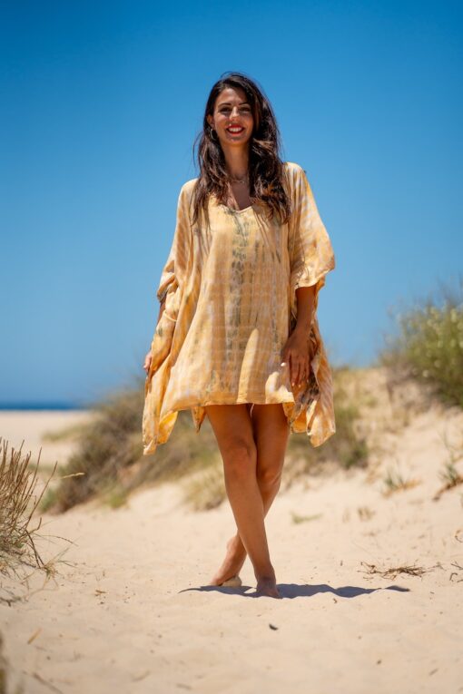 Vestido Hamoa corto mostaza