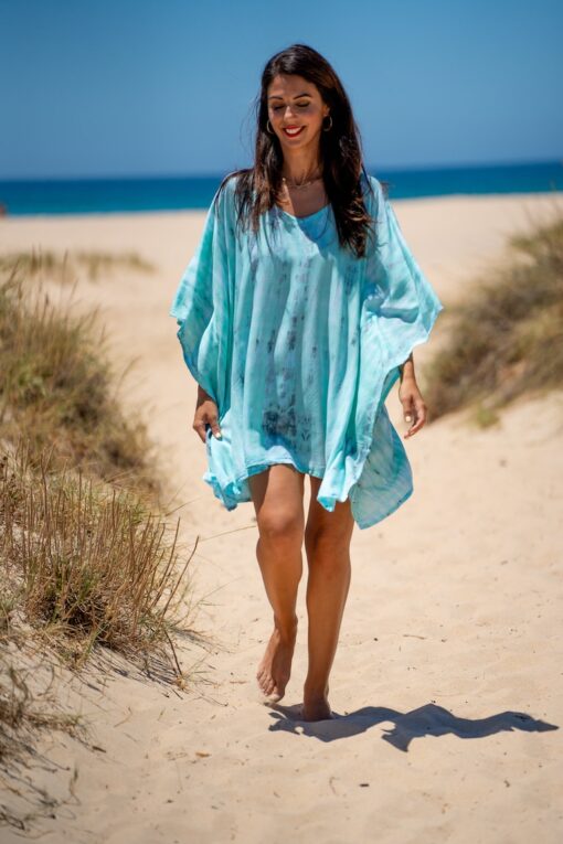 Vestido Hamoa corto celeste - Imagen 2